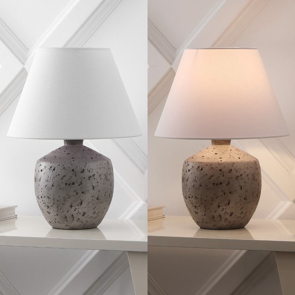 Dahlia 18" Minimalist Scandinavian Concrete Effect Resin/Iron LED Table Lamp Set 2