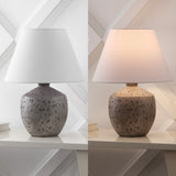 Dahlia 18" Minimalist Scandinavian Concrete Effect Resin/Iron LED Table Lamp Set 2