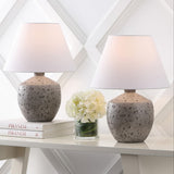 Dahlia 18" Minimalist Scandinavian Concrete Effect Resin/Iron LED Table Lamp Set 2