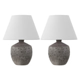 Dahlia 18" Minimalist Scandinavian Concrete Effect Resin/Iron LED Table Lamp Set 2