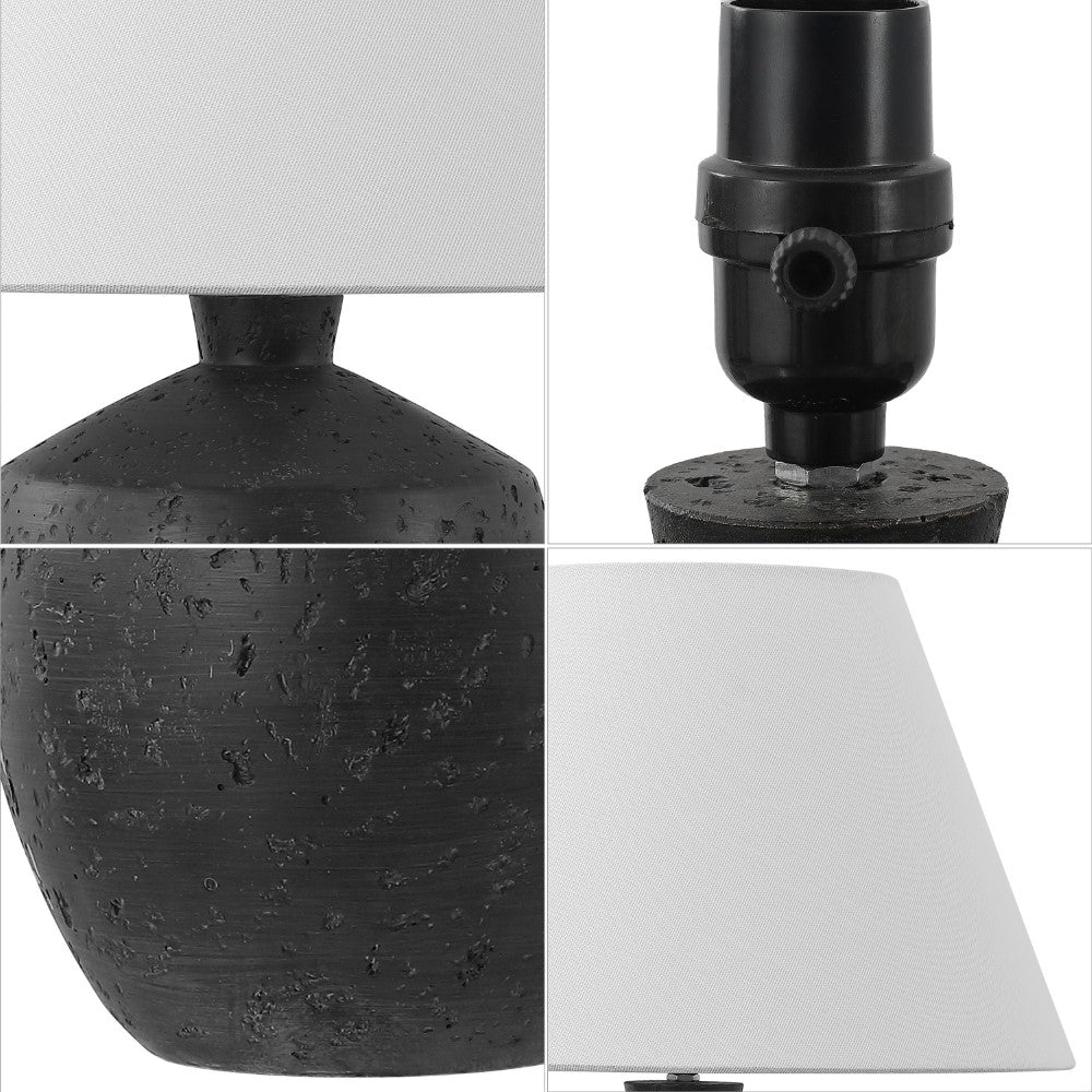 Dahlia 18" Minimalist Scandinavian Concrete Effect Resin/Iron LED Table Lamp Set 2