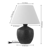 Dahlia 18" Minimalist Scandinavian Concrete Effect Resin/Iron LED Table Lamp Set 2