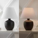 Dahlia 18" Minimalist Scandinavian Concrete Effect Resin/Iron LED Table Lamp Set 2