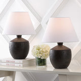 Dahlia 18" Minimalist Scandinavian Concrete Effect Resin/Iron LED Table Lamp Set 2