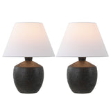 Dahlia 18" Minimalist Scandinavian Concrete Effect Resin/Iron LED Table Lamp Set 2