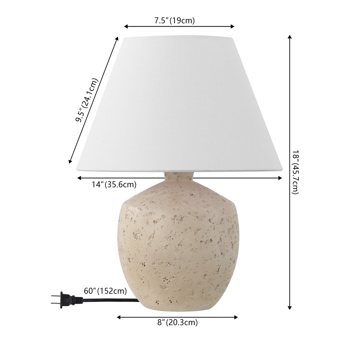 Dahlia 18" Minimalist Scandinavian Concrete Effect Resin/Iron LED Table Lamp Set 2