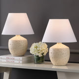 Dahlia 18" Minimalist Scandinavian Concrete Effect Resin/Iron LED Table Lamp Set 2