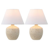 Dahlia 18" Minimalist Scandinavian Concrete Effect Resin/Iron LED Table Lamp Set 2