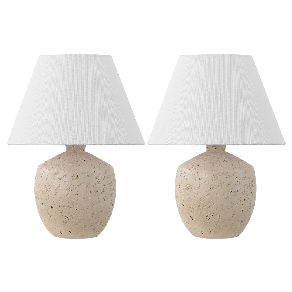 Dahlia 18" Minimalist Scandinavian Concrete Effect Resin/Iron LED Table Lamp Set 2