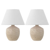 Dahlia 18" Minimalist Scandinavian Concrete Effect Resin/Iron LED Table Lamp Set 2