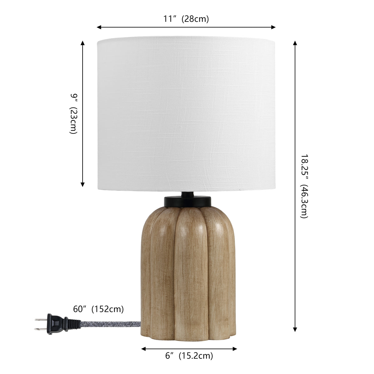 Royce 18.25" Rustic Farmhouse Fluted Scalloped Gourd Resin/Metal LED Table Lamp