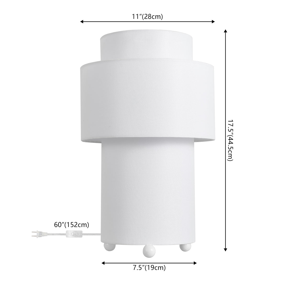 Haze 17.5 in. Modern Minimalist Fabric Stacked Cylinder LED Table Lamp