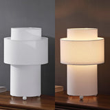 Haze 17.5 in. Modern Minimalist Fabric Stacked Cylinder LED Table Lamp