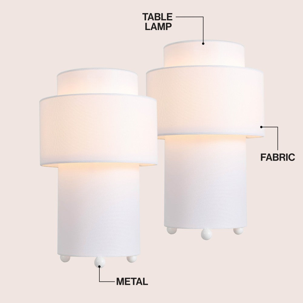 Haze 17.5 in. Modern Minimalist Fabric Stacked Cylinder LED Table Lamp