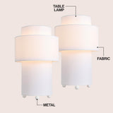 Haze 17.5 in. Modern Minimalist Fabric Stacked Cylinder LED Table Lamp