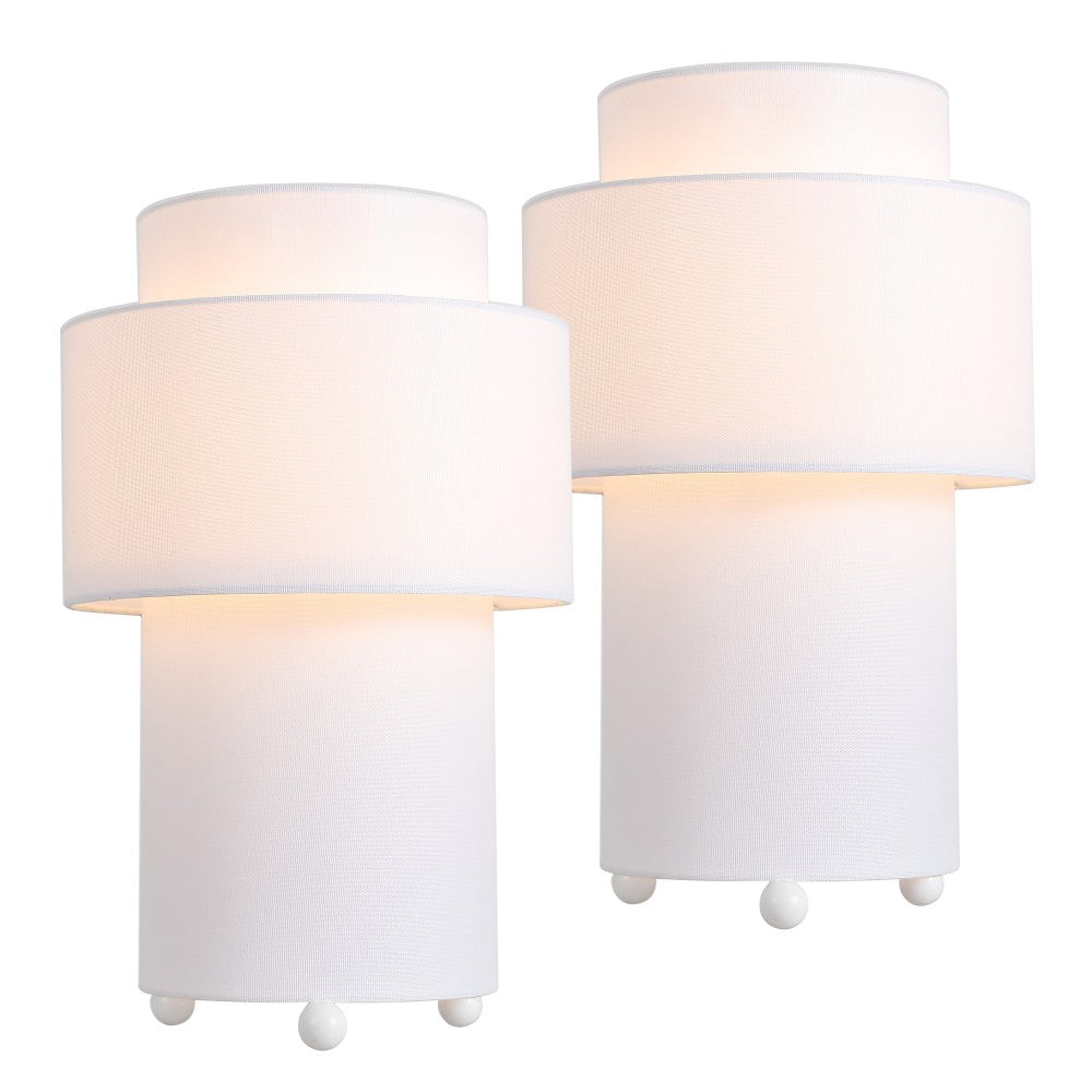 Haze 17.5 in. Modern Minimalist Fabric Stacked Cylinder LED Table Lamp