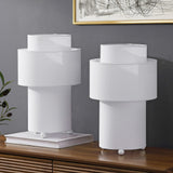Haze 17.5 in. Modern Minimalist Fabric Stacked Cylinder LED Table Lamp