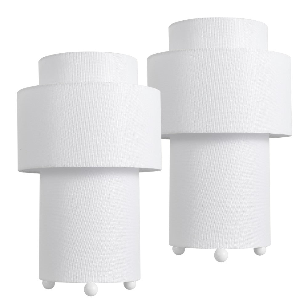 Haze 17.5 in. Modern Minimalist Fabric Stacked Cylinder LED Table Lamp