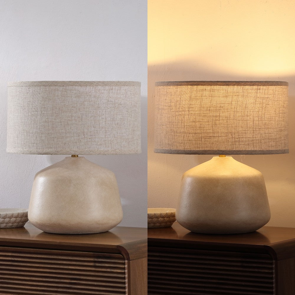 Mikel 17.25" Organic Modern Tapered Sculptural Textured Ceramic-Look Resin LED Table Lamp