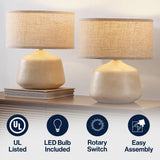 Mikel 17.25" Organic Modern Tapered Sculptural Textured Ceramic-Look Resin LED Table Lamp