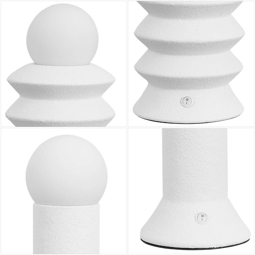 Onyx 13" Modern Scandinavian Ceramic/Glass Geometric Integrated LED Table Lamp, Set of 2