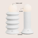 Onyx 13" Modern Scandinavian Ceramic/Glass Geometric Integrated LED Table Lamp, Set of 2