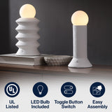 Onyx 13" Modern Scandinavian Ceramic/Glass Geometric Integrated LED Table Lamp, Set of 2