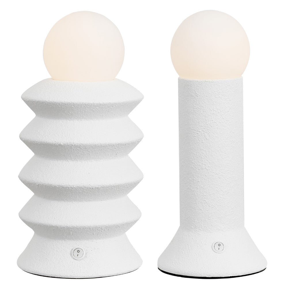 Onyx 13" Modern Scandinavian Ceramic/Glass Geometric Integrated LED Table Lamp, Set of 2