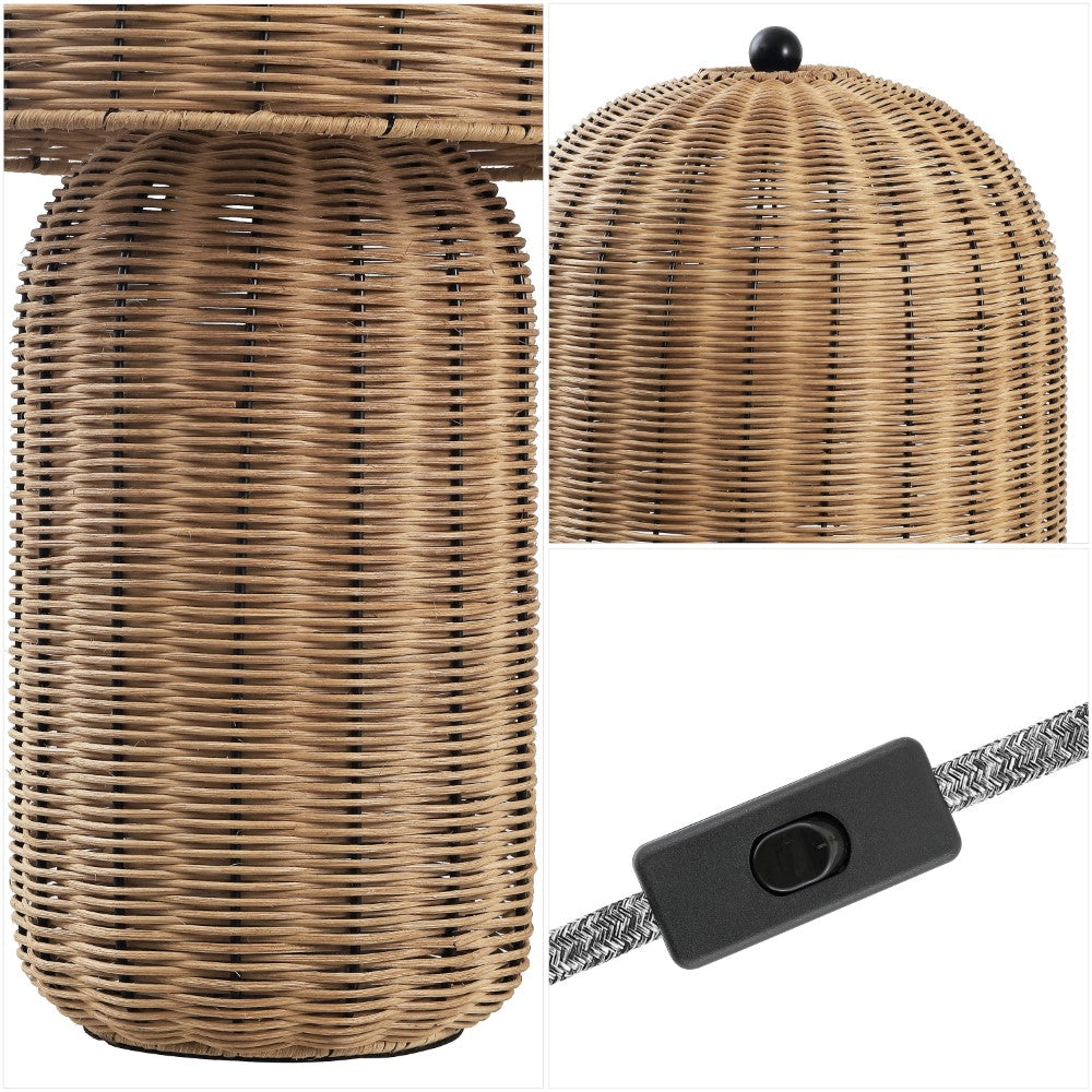 Falcon 22.5" Modern Coastal Woven Rattan Arched LED Table Lamp