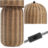 Falcon 22.5" Modern Coastal Woven Rattan Arched LED Table Lamp