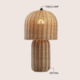 Falcon 22.5" Modern Coastal Woven Rattan Arched LED Table Lamp