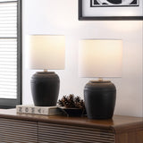Fawn 16.75" Traditional Rustic Reeded Ceramic Vase LED Table Lamp, Set of 2