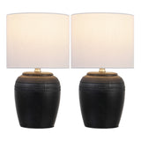 Fawn 16.75" Traditional Rustic Reeded Ceramic Vase LED Table Lamp, Set of 2