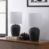 Fawn 16.75" Traditional Rustic Reeded Ceramic Vase LED Table Lamp, Set of 2