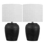Fawn 16.75" Traditional Rustic Reeded Ceramic Vase LED Table Lamp, Set of 2