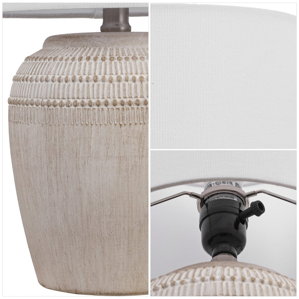 Fawn 16.75" Traditional Rustic Reeded Ceramic Vase LED Table Lamp, Set of 2