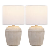 Fawn 16.75" Traditional Rustic Reeded Ceramic Vase LED Table Lamp, Set of 2
