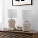 Fawn 16.75" Traditional Rustic Reeded Ceramic Vase LED Table Lamp, Set of 2