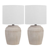 Fawn 16.75" Traditional Rustic Reeded Ceramic Vase LED Table Lamp, Set of 2