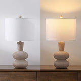 Sol 24" Modern Minimalist Sculptural Oak-Grain Resin LED Table Lamp