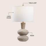 Sol 24" Modern Minimalist Sculptural Oak-Grain Resin LED Table Lamp