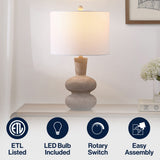 Sol 24" Modern Minimalist Sculptural Oak-Grain Resin LED Table Lamp
