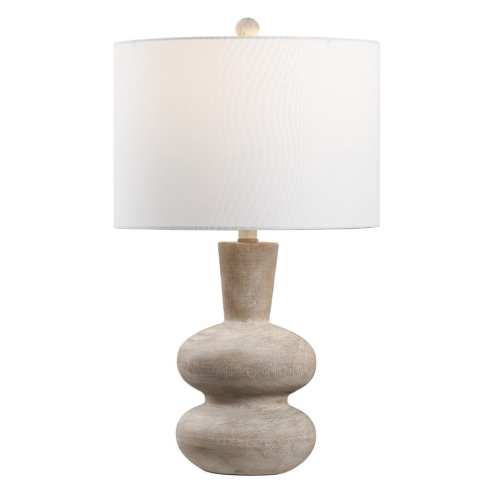 Sol 24" Modern Minimalist Sculptural Oak-Grain Resin LED Table Lamp