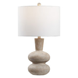 Sol 24" Modern Minimalist Sculptural Oak-Grain Resin LED Table Lamp