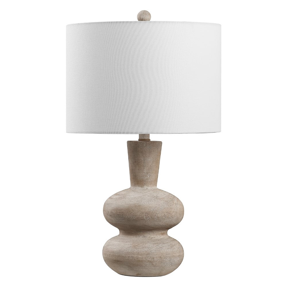 Sol 24" Modern Minimalist Sculptural Oak-Grain Resin LED Table Lamp