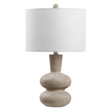 Sol 24" Modern Minimalist Sculptural Oak-Grain Resin LED Table Lamp