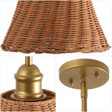 Larkspur 1-Light Coastal Bohemian Metal and Woven Rattan LED Pendant Light