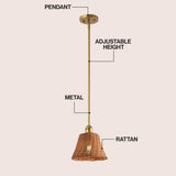 Larkspur 1-Light Coastal Bohemian Metal and Woven Rattan LED Pendant Light
