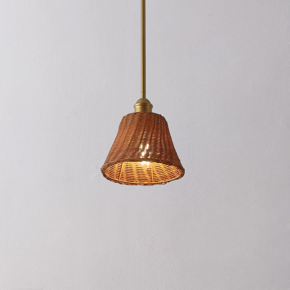 Larkspur 1-Light Coastal Bohemian Metal and Woven Rattan LED Pendant Light