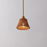 Larkspur 1-Light Coastal Bohemian Metal and Woven Rattan LED Pendant Light